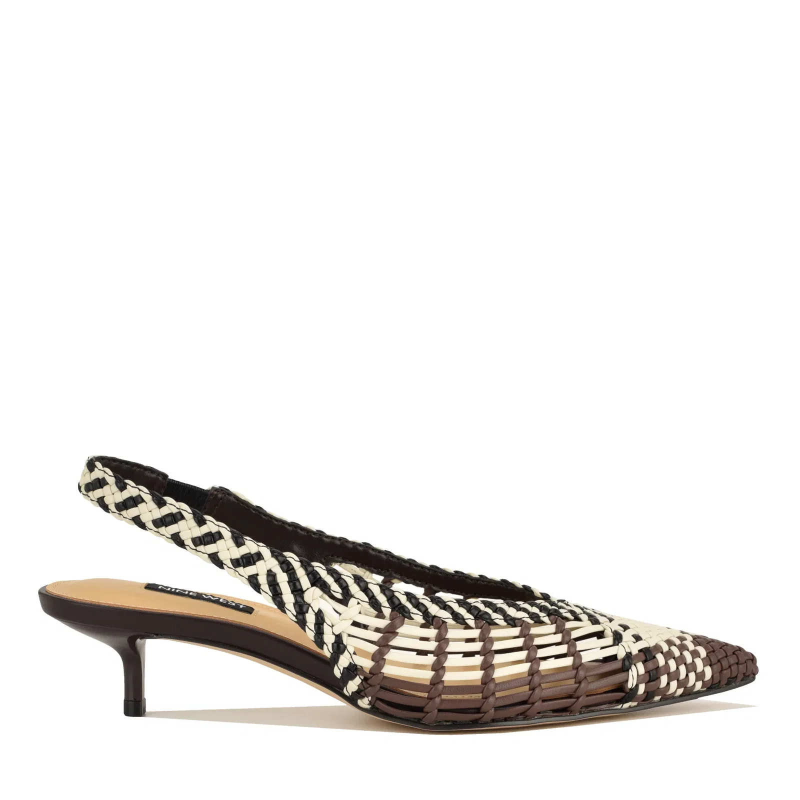 Image of Edela Woven Kitten Heel Slingback Pumps