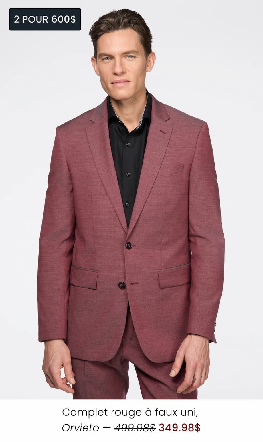 Complet rouge à faux uni