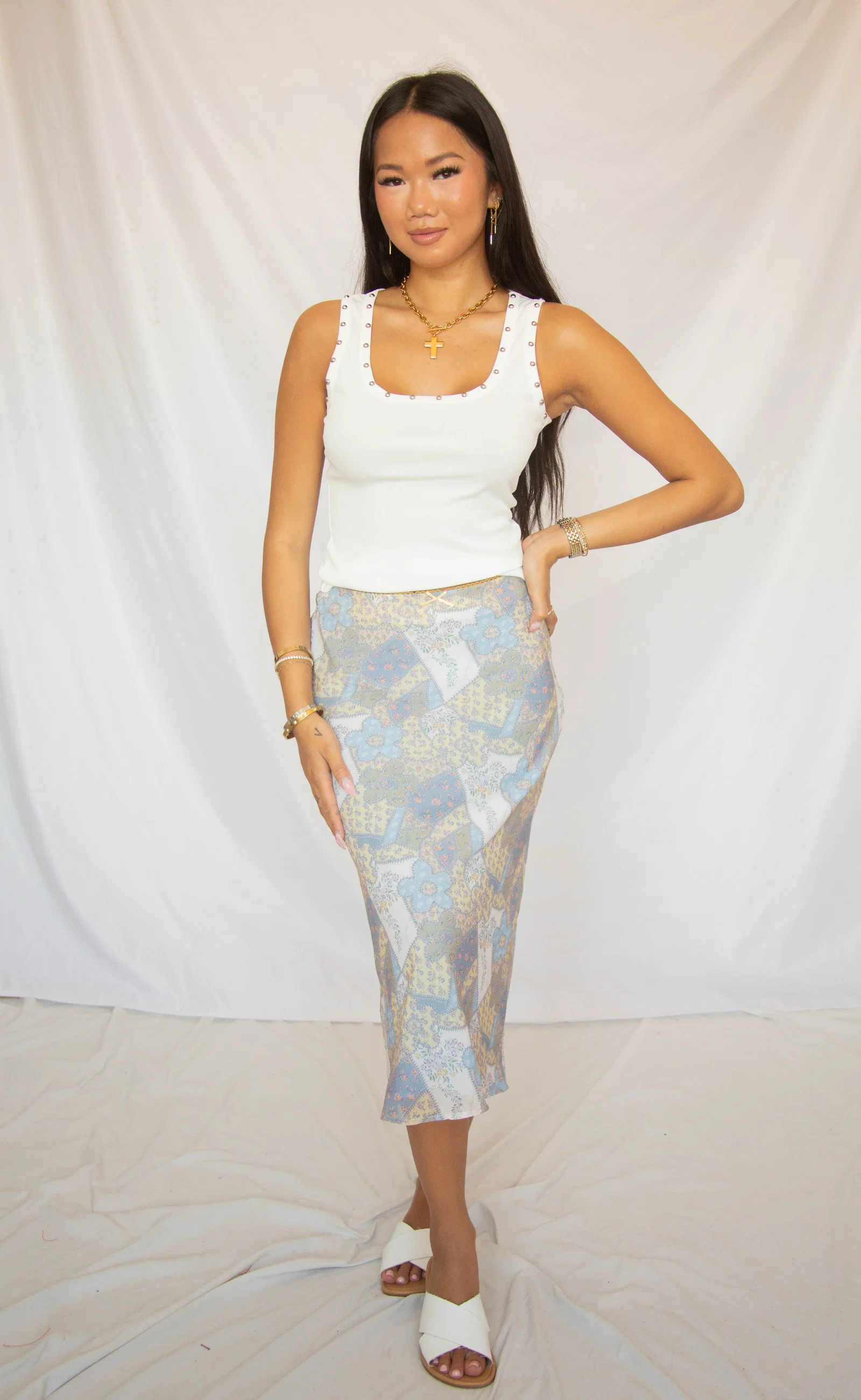 Image of retro bloom midi skirt