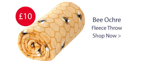 Bee Ochre Printed Fleece Throw (130cm x 150cm)