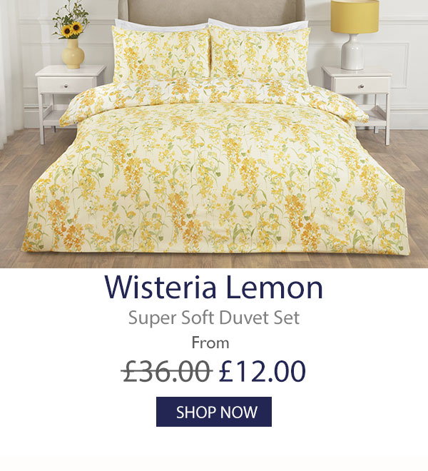 Wisteria Floral Lemon Reversible Super Soft Duvet Set