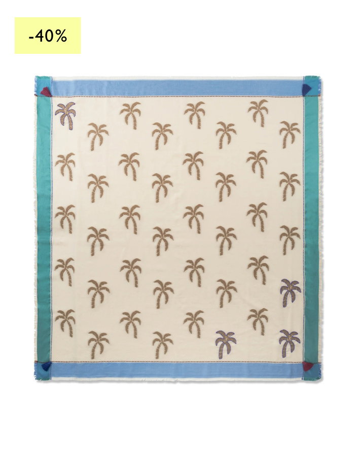 Jacquard-Tuch aus Baumwoll-Mix mit Palmenmotiven