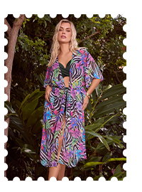 YOURS Midaxi-Kimono in Schwarz mit Zebraprint