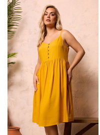 YOURS – Sommerliches Midi-Trägerkleid in Gelb
