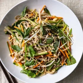Soba Noodle Salad with Daikon Radish and Herbs