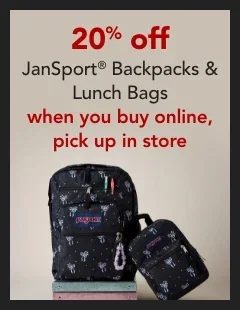 20% off jansport backpacks & lunch bags
