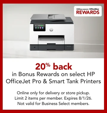 20% back in bonus rewards on select hp officejetpro and smart tank printers