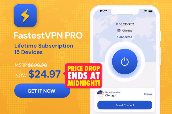 FastestVPN PRO: Lifetime Subscription (15 Devices)