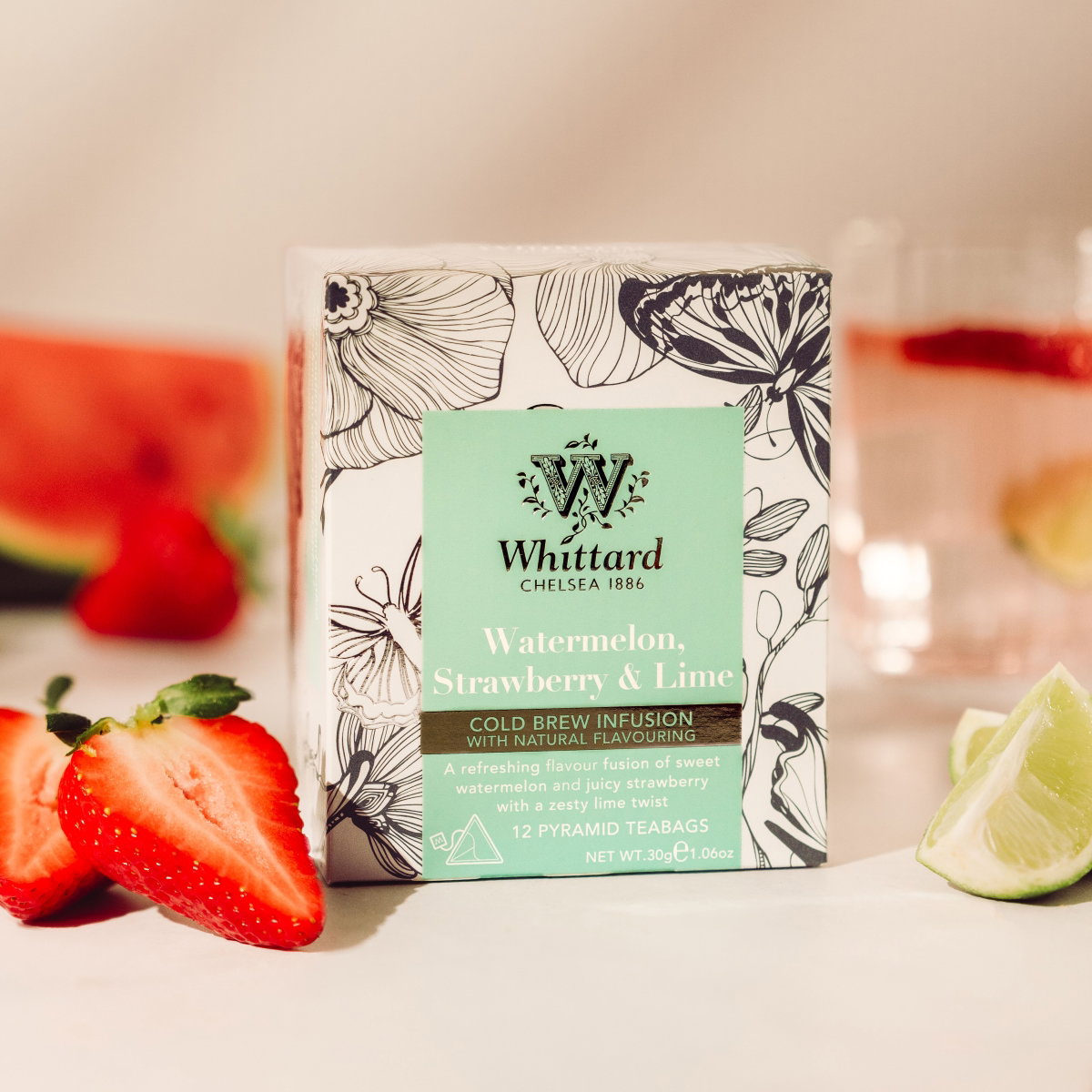 image of watermelon, strawberry and lime cold brew teabags