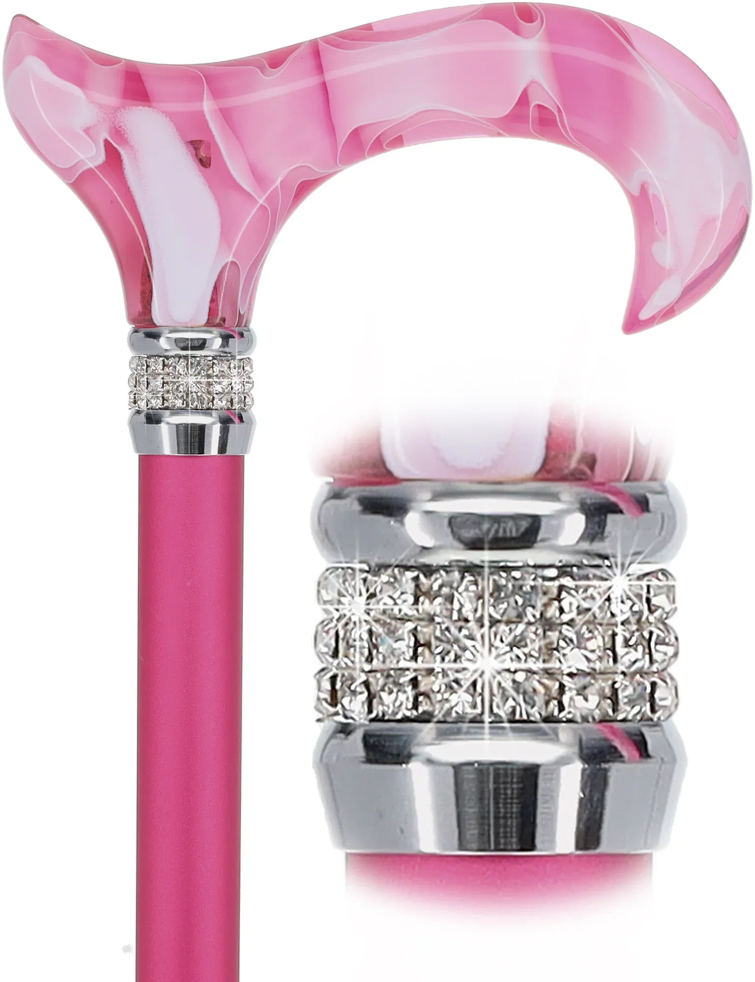 Image of Chic Pink Pearlz Rhinestone Adjustable Orthopedic Derby Cane