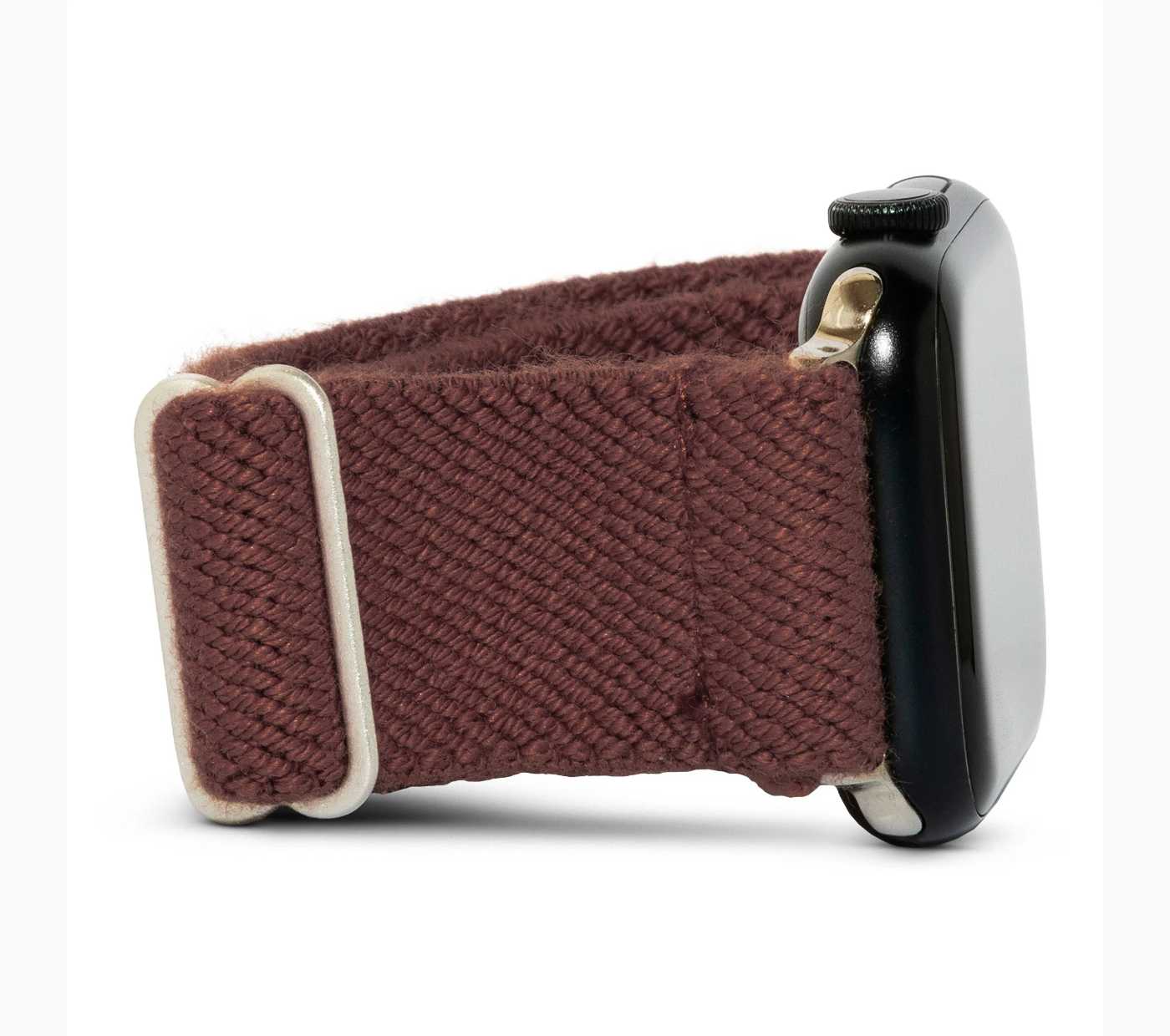 Chocolate brown watch band on a watch