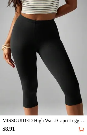 MISSGUIDED High Waist Capri Leggings Compression Pants Premium Stretch Knit Sportswear Workout Gym Running