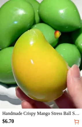 Handmade Crispy Mango Stress Ball Squeeze Toy, Color-Changing Mango Squishy Fidget Ball, ASMR Sensory  Stress Relief Toy, Birthday Gift