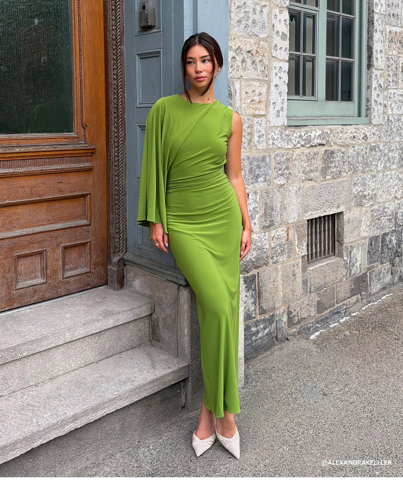 Fleur Cape Shoulder Maxi Dress