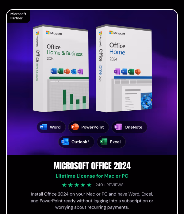 Microsoft Office 2024 Home & Business for Mac or PC Lifetime License