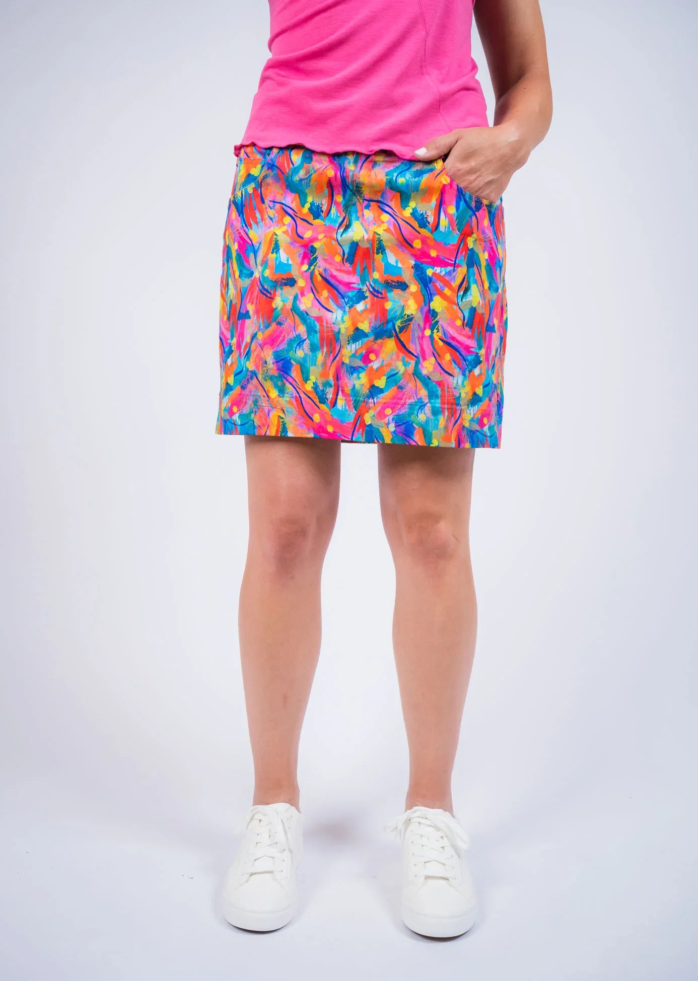 Vivid Print 18" Denim Style Skort