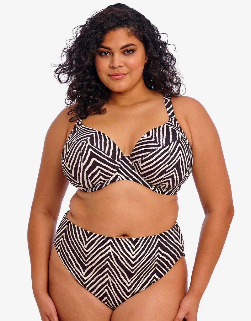 Elomi Fiji Falls Plunge Bikini Top Black Stripe
