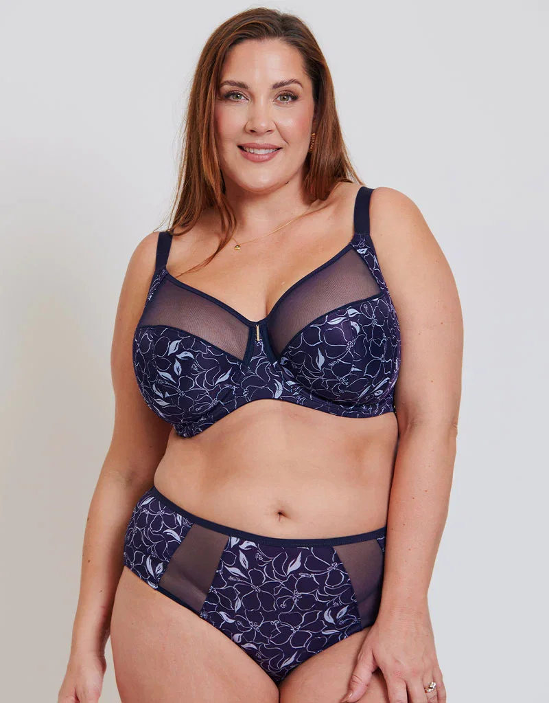 Adella Athena Aura Full Cup Side Support Bra Navy Floral Print
