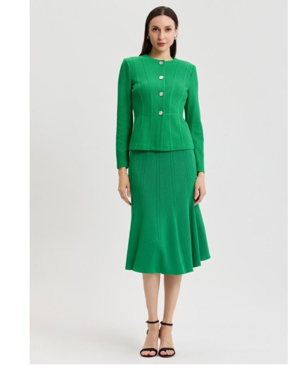 Tailored Tonal Princess Seam Knit Jacket