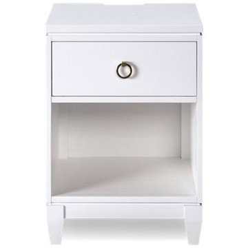 Summerland 1 Drawer Nightstand - Solid Poplar Sides - Open Bottom Shelf - Gold Hardware - Transitional Style