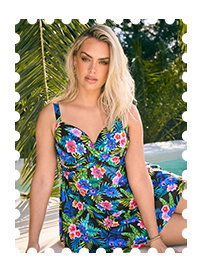 YOURS Haut de tankini à armatures noir à imprimé tropical de qualité supérieure