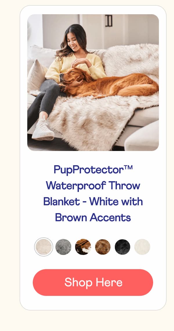 PupProtector™ Waterproof Throw Blanket - White with Brown Accents |  Shop Here