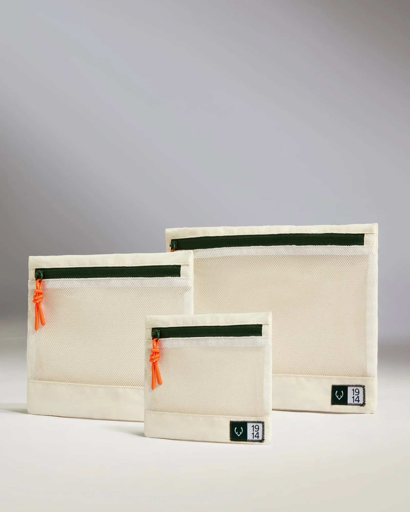 Image of Essential Travel Pouches in Stone - Set of 3