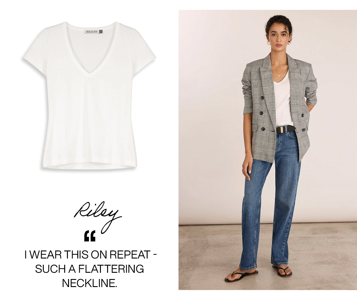 Riley Organic Cotton V-Neck Slim Tee