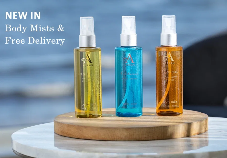 3 bottles of shower gel, one red, one gold and one blue