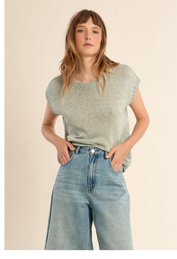 Pull en maille sans manches, col rond