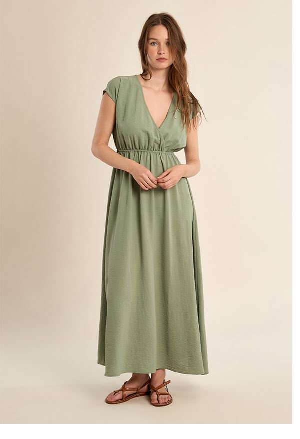 Robe longue avec taille élastiquée