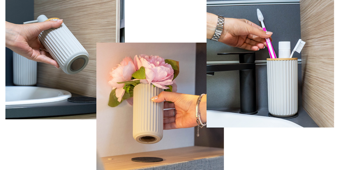 Magnetic Soap Dispenser & Magnetic Toothbrush Cup incl. Pads