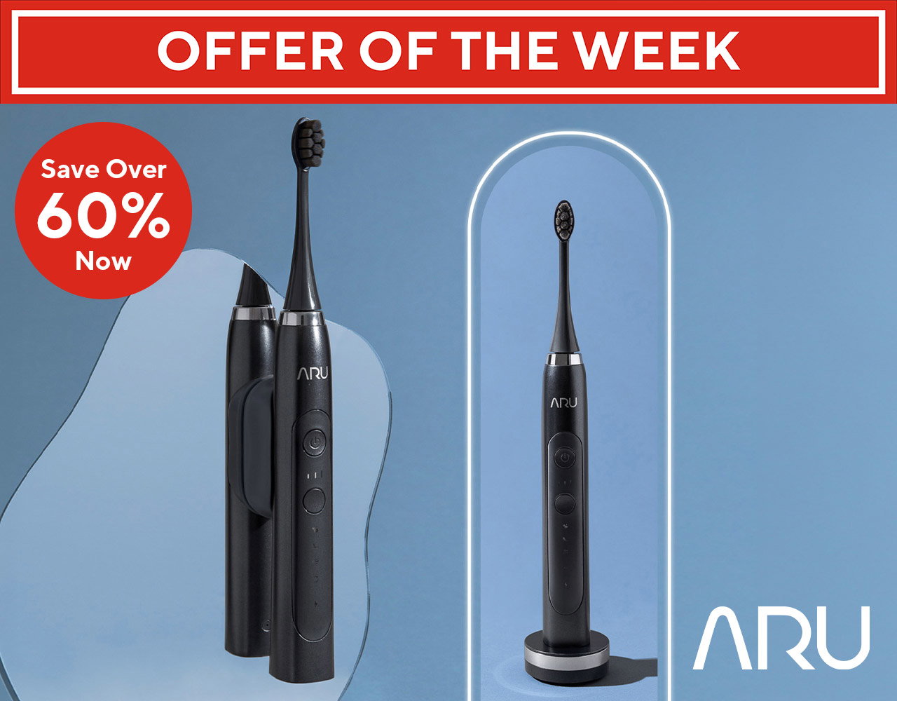 ARU Sonic Toothbrush with Additional Heads & Mirror Mount