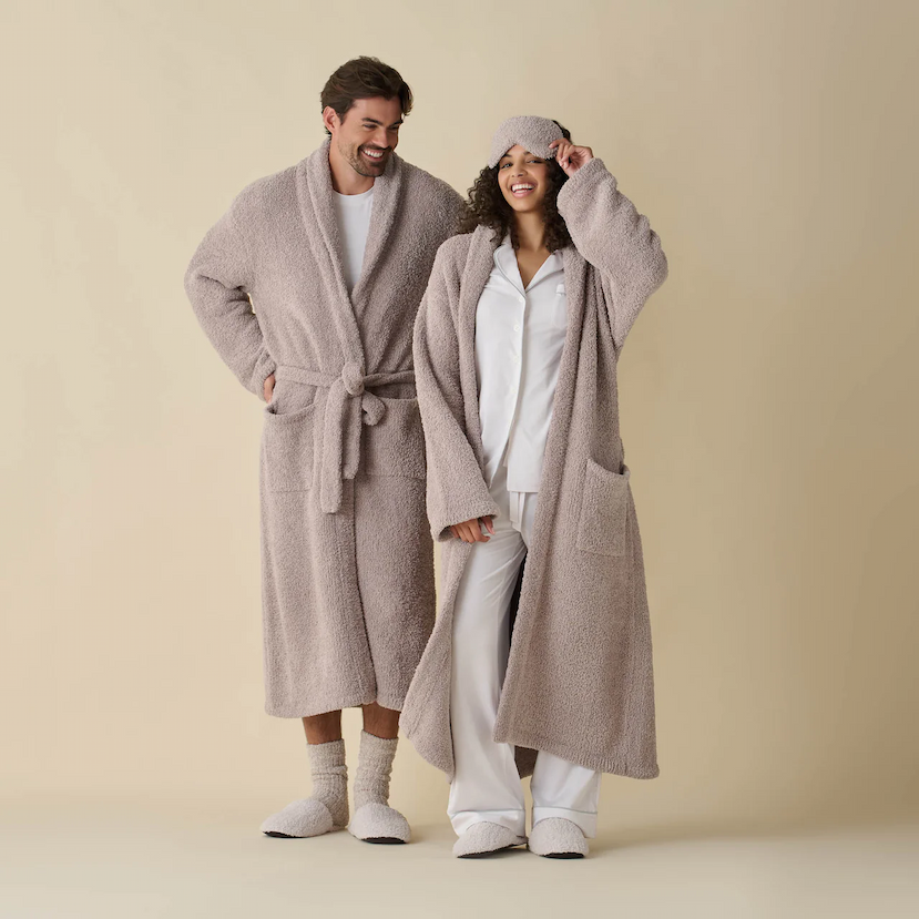 Models wearing The Signature Shawl Collar Robe in Mink