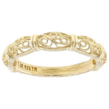 18K Yellow Gold Over Sterling Silver Filigree Ring