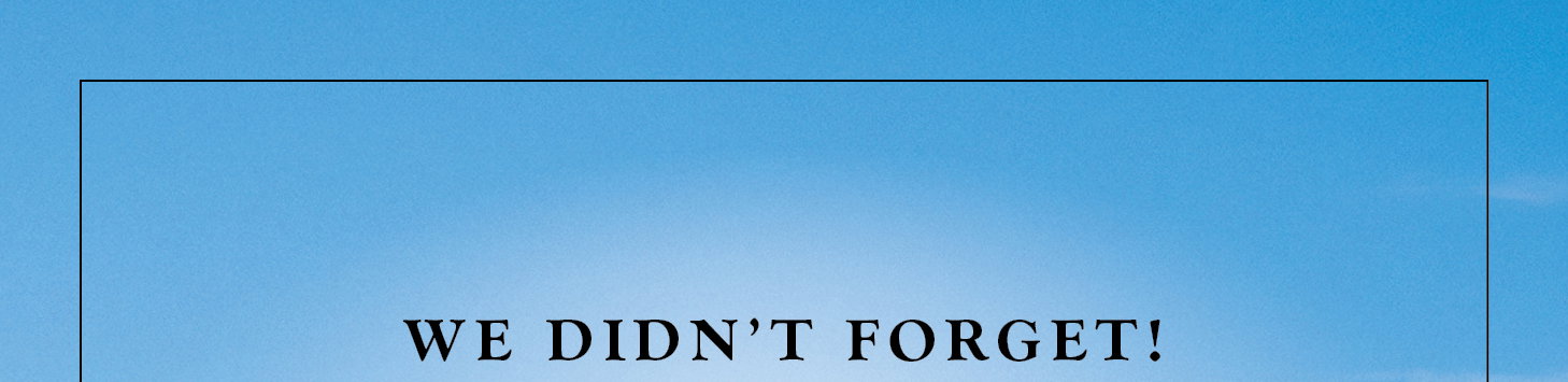 We Didn't Forget!