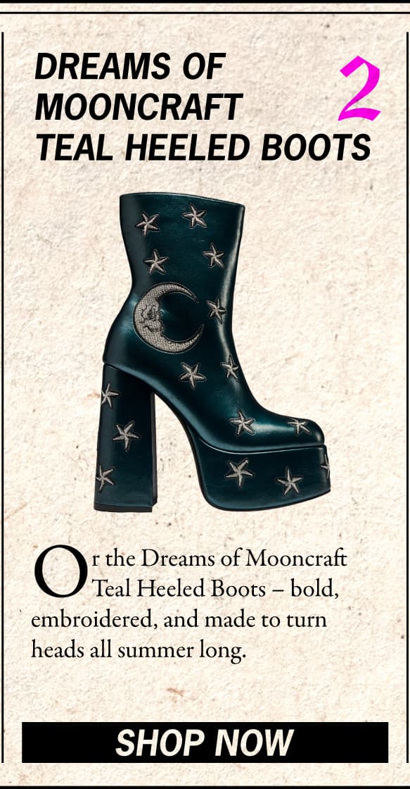 Dreams of Mooncraft Teal Heeled Boots