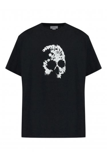 Lace Skull Print T-Shirt Black