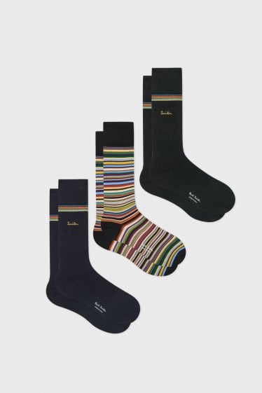 3 Pack Gold Signature Socks Multicolour