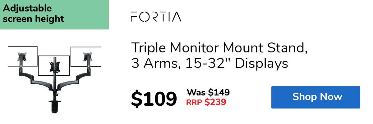Triple Monitor Mount Stand, 3 Arms, 15-32" Displays