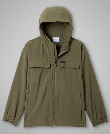 A kids' dark green jacket.
