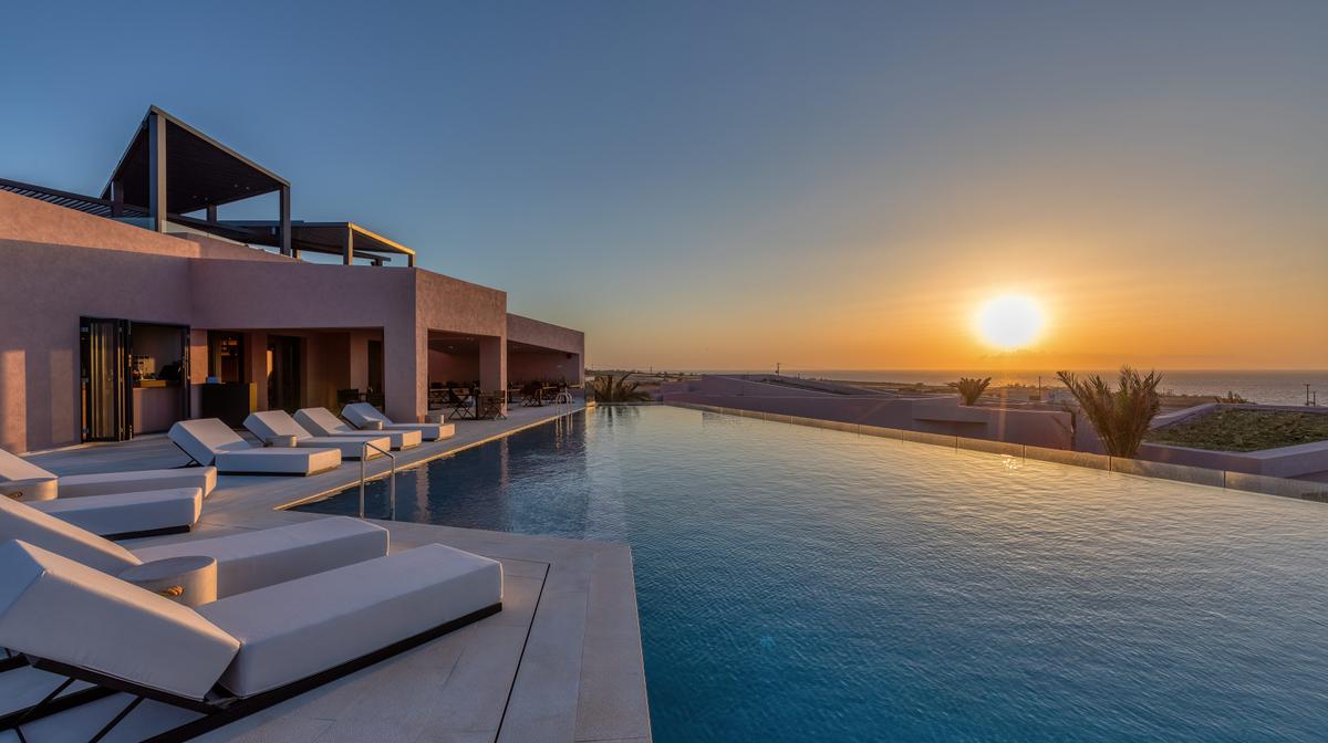 Santorini Oceanview Private Pool Glamour with Daily Breakfast & Nightly Sunset Cocktails