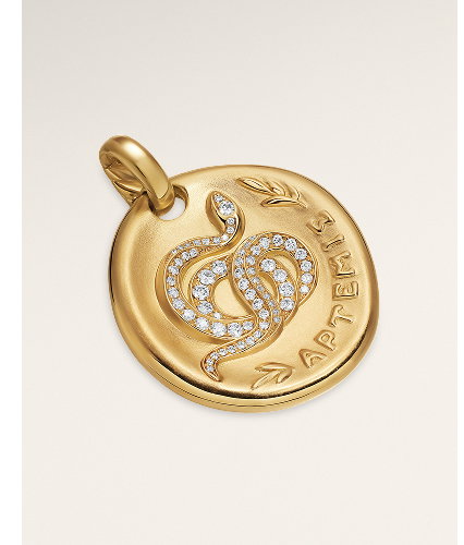 Artemis Medallion Amulet18K Yellow Gold with Diamonds, 28.3mm