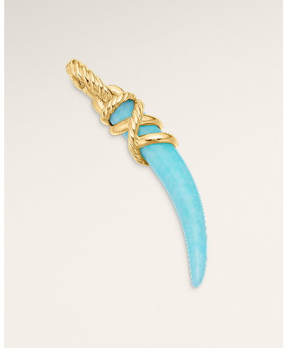 Tusk AmuletAmazonite and 18K Yellow Gold, 31mm