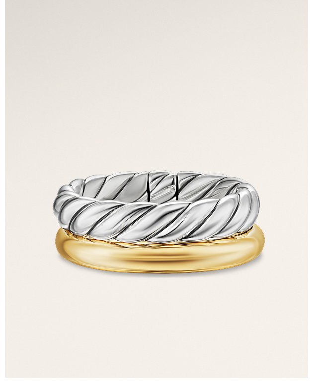 DY Mercer® Two Row RingSterling Silver with 18K Yellow Gold, 8mm