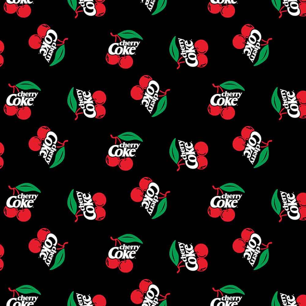 Image of Northcott Fabrics - Coca-Cola Core - Cherry Coke Cherries - Black - Yardage