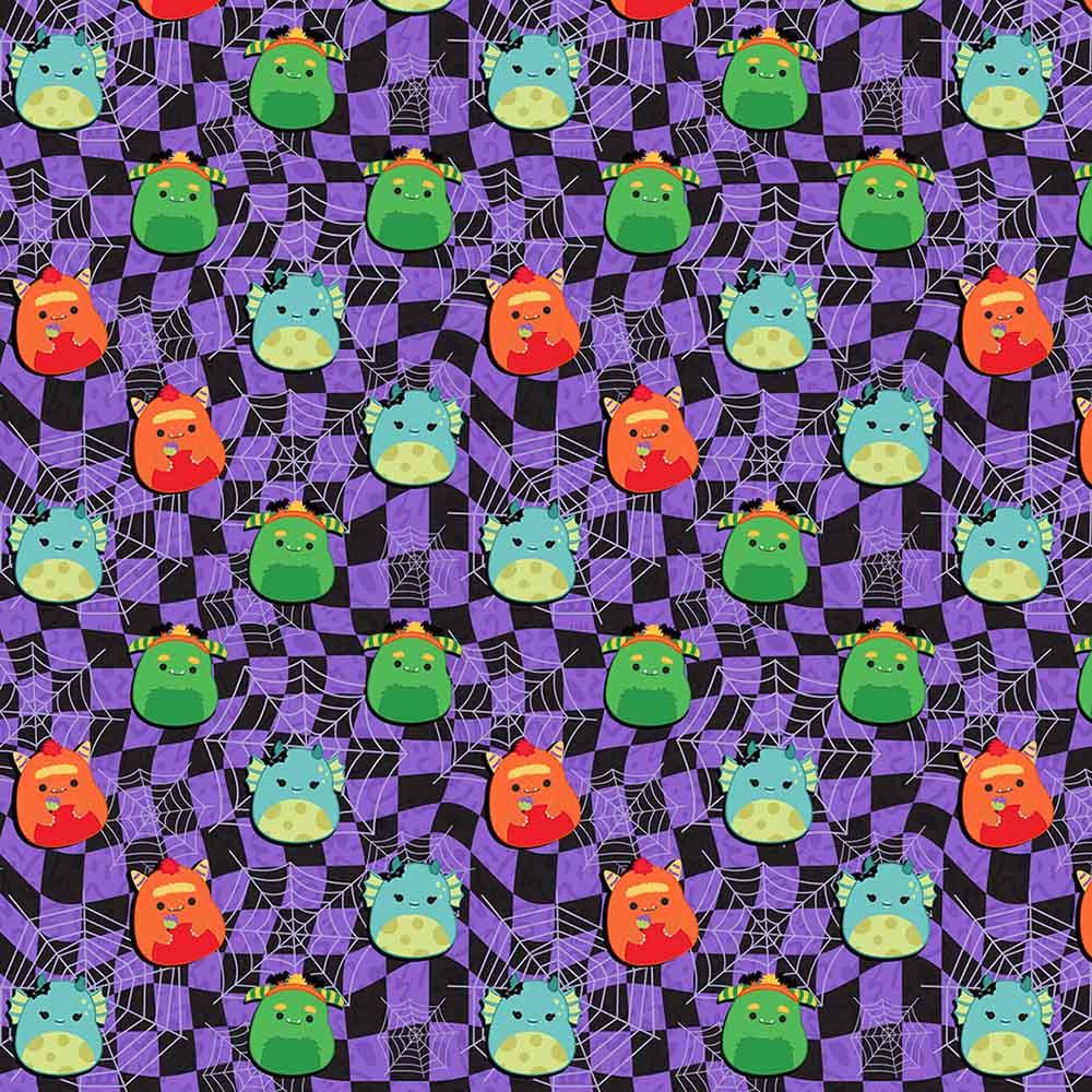 Image of Northcott Fabrics - Boo Squad - Original Squishmallows - Squishes On A Web- Purple - Yardage