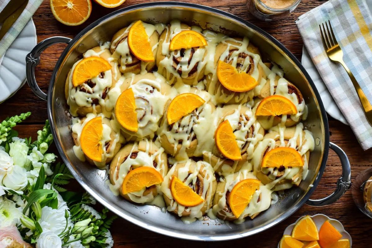IMG: Cinnamon Rolls with Orange Cream Cheese Glaze
