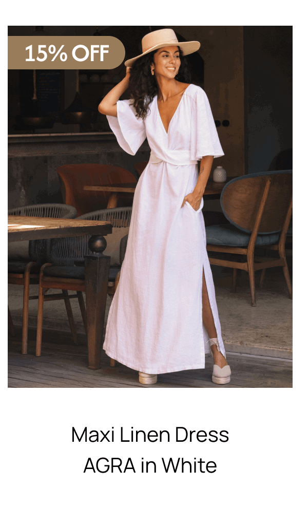 Maxi Linen Dress AGRA in White