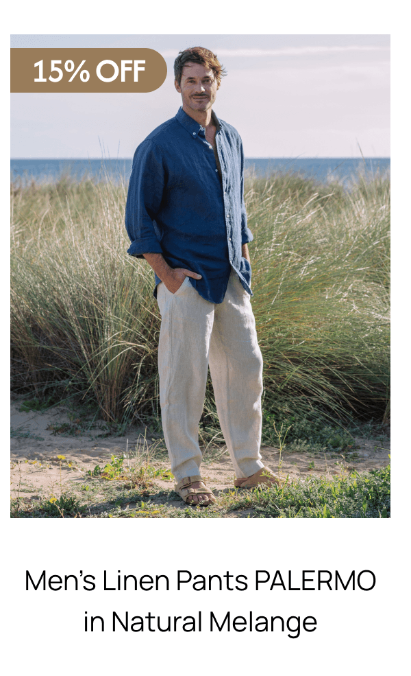 Men's Linen Pants PALERMO in Natural Melange